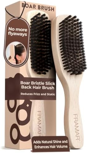 FRAMAR Slick Back Hair Brush Boar Bristles, Slick Back Brush – Beechwood by FRAMAR