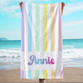 JML Personalized Beach Towel with Name, Custom Rainbow Cabana Stripe Beach Towel, Customized Microfiber Pool Towel, Quick Dry & Absorbent Swim Towel for Adult,Anniversary, Birthday, Summer Holiday by JML