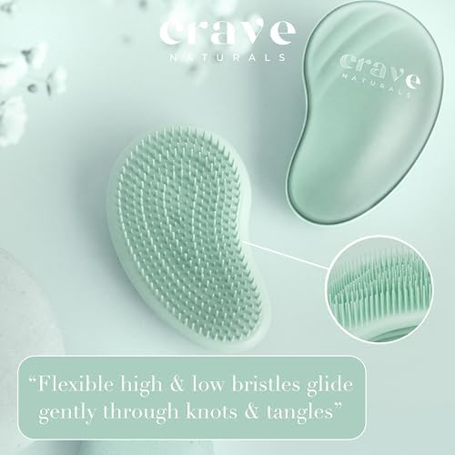 Crave Naturals Mini Detangler Hair Brush Turquoise – Glide Thru Hair Detangler Brush for Women, Kids & Toddlers – Gentle Scalp Care, No-Pain Tangle-Free Hairbrush for All Hair Types, Travel Hair Brush - Image 5