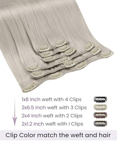 LaaVoo Clip in Hair Extensions Real Human Hair for Wedding 18 Inch 120g - Image 3