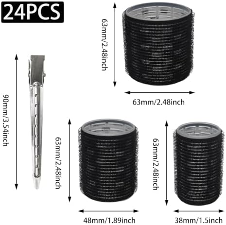12Pcs Aluminum Thermal Hair Roller with 12Pcs Clips (Black) - Image 2