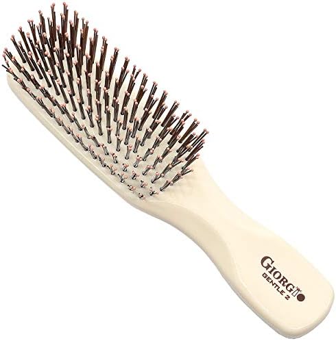 Giorgio Gentle Ivory Mini Hair Brush – 6.25 Inch, Men, Women & Kids, Compact Detangler, Soft Bristles, Sensitive Scalp, Scalp Massager, Travel Hair Brush by GiorgioHairBrushesCombs