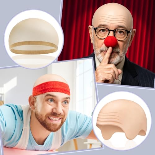 Bald Cap for Adults, Latex Bald Cap with Head Wig Cap Costume Accessory for Halloween Theme Party Supplies - Image 5