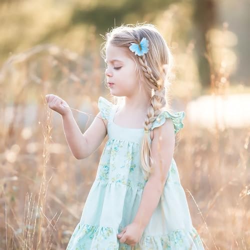2" Tulle Mesh Barrettes, Butterfly Hair Clips for Girls, Toddlers & Kids – Colorful Hair Accessories – Ideal for Halloween, Christmas, Cosplay & Party Decor (Sky Blue) - Image 2