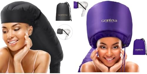 Large Hooded Hair Dryer Bonnet w/Integrated Headband - Reduces Heat Exposure Around Ears & Neck - Enhanced Size for Use with Rollers, Speeds Up Drying Time, Safe Deep Conditioning at Home, Adjustable by GRANTEVA