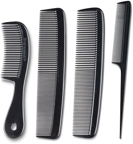 MARS Wellness 4 Piece Professional Comb Set Black BULK 20 Pack - USA MADE - Fine Pro Tail, Dresser Hair Comb Styling Comb - for Men Women - Parting Teasing and Styling by MarsWellness