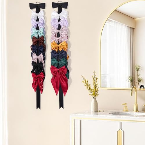 3 PCS Bow Holder for Girls Hair Bows, Ribbon Hair Clip Oraganizer Hair Barrettes Storage for Women,Wall Hanging Alligator Clip Hair Accessories Organizer Bedroom College Dorm Decor (Black-3pcs) - Image 5