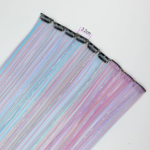 Ms Aloe 10 Pcs Colorful Clip in Hair Extensions Mix Hair Tinsel 22inch Synthetic Straight Clip in Hair Extensions Rainbow Colored Hair Accessories for Women - Image 3