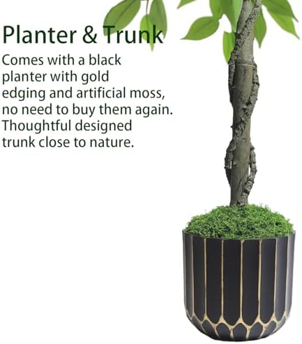 Artificial Ficus Tree 4FT - Faux Indoor Tree with Black Pot for Living Room - Image 3