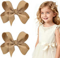 3 Inch Latte Hair Bow Clips for Girls - Set of 2 by Ronger2000