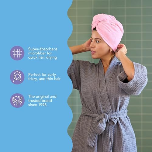 Turbie Twist Microfiber Hair Towel, Deep Claret & Sea Pink (2 Pack) - Image 6