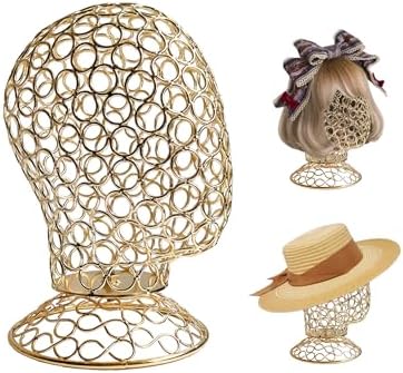 CHADWICK 21-Inch Openwork Metal Ring Mannequin Head Stand, Gold by CHADWICK