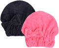 HOPESHINE Microfiber Hair Towel Cap for Women Wet Short or Long Curly Hair Super Absorbent Turbans Anti Frizz Great Gift for Women and Girls (Black+Rose red, 2) by HOPESHINE