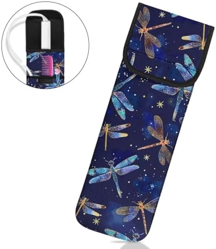 Generic Ohuysud Dragonfly Print Curling Iron Storage Bag, Large Capacity, Heat Resistant, Multi Pockets, Organizer, Holder - Image 2