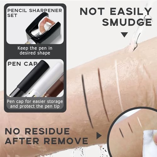 Noerrors Barber Pencil for Lineup Magic Hairline Enhancement Beard Guide Shaping Pencils for Design Razor Trace Black Brown White Barber Chalk Pencils Set with Sharpener Ruler Brush for Men - Image 6
