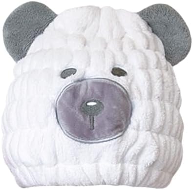 Microfiber Hair Towel Wrap for Kids, White Bear Toddler Quick Dry Cap by LCBD