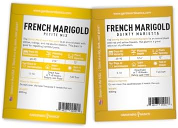 Gardeners Basics, Marigold Seeds for Planting Outdoors (4 Variety Pack) French Marigold Petite Mix, Dainty Marietta, Sparky, and African Marigold Seeds Crackerjack for Pollinators Wildflower Seed - Image 3