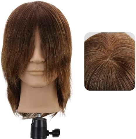 Male Mannequin Head Barber Mannequin Head Male Cosmetology Manikin Head For Cutting Styling With Doll Head for Hair （Dark Brown） - Image 4