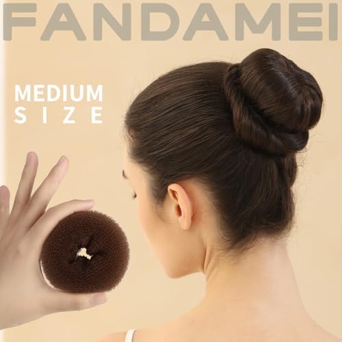 FANDAMEI 6 PCS Hair Bun Makers for Kids, 10 Invisible Bun Nets for Ballet Girls, 3PCS Extra Small 3PCS Small Donut Buns for Hair, Bun Makers Hair Nets for Buns with 5 Elastics 20 Pins (Light Brown) - Image 4