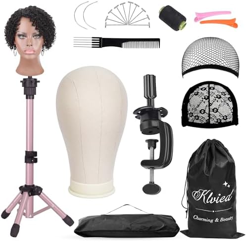 Klvied Wig Mannequin Stand with Head for Desktop,Rose Golden by Klvied