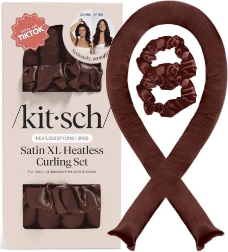 Kitsch Satin Heatless Curls Overnight Set - Chocolate by Kitsch
