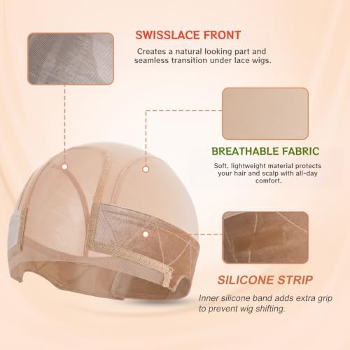 Riemann Lace Built in silicone Wig Grip Cap for Women1 PCS (Nude) - Image 2