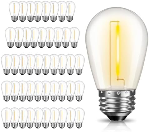 GvvooHome 48 Pack S14 LED Outdoor String Light Bulbs, Warm White, E26 Base by GvvooHome