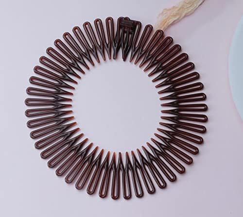 Sowaka 4 Pcs Circular Stretch Hair Wrap Holder Combs, Plastic in Black and Brown for Women Girls Outgoing Sports Hair Accessories - Image 6