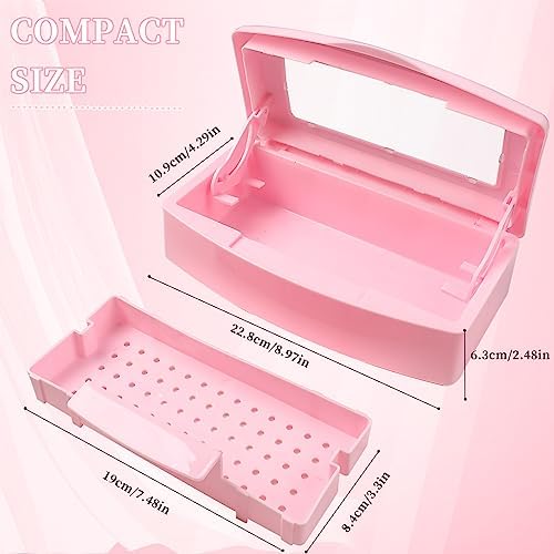 Nail Tool Sterilizer Box, Plastic Sterilizing Tray, Plastic Clean Sterilizing Box Storage Organizer for Nail, Tweezers, Eyelash Extensions, Hair Salon, Spa & Cutter Manicure Equipment (Pink) - Image 4