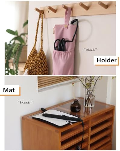 Lifeplus Holder & Mat for Hot Tools, Curling Iron Flat Iron Heat Resistant Hair Tools Travel Bag - Ideal for Home, Travel, Gift (Pink) - Image 2