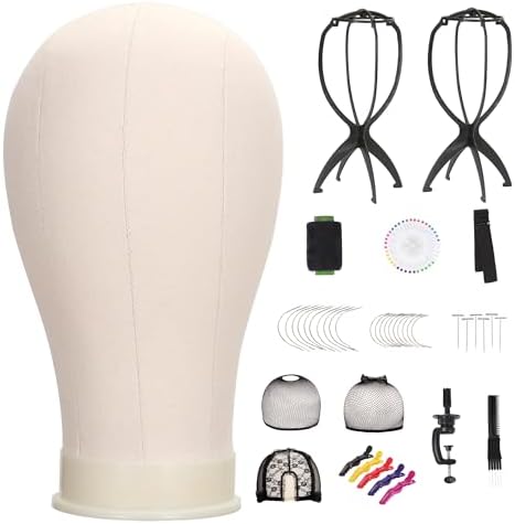 22" Canvas Wig Head, Block Mannequin Head for Wig Making by Demides