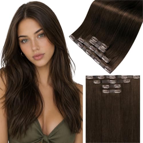 LaaVoo 18 Inch Invisible Hair Extension Clips Silky Straight Full Volume by LaaVoo