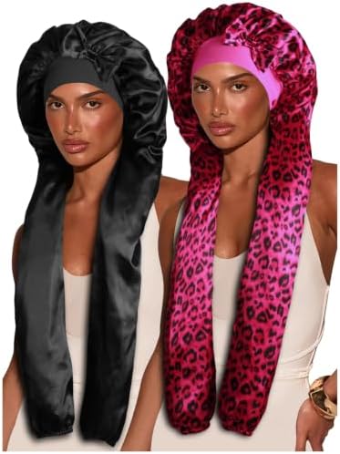 2pcs Satin Pantyhose Bonnet for Braids, Long Hair Bonnet for Women Sleeping by Heniho