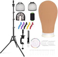 Beauty Star [ 63inch Tall ] Wig Stand Tripod with 22 inch Canvas Mannequin Head, Block Head Holder Set Included Wig Caps for Multiple Wigs, Perfect Wig Making kit by BeautyStar