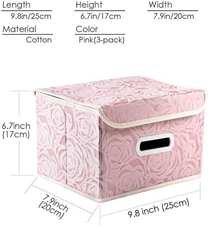 PRANDOM Collapsible Storage Boxes with Lids Fabric Decorative Storage Bins Cubes Organizer Containers Baskets with Cover Handles Divider for Bedroom Closet Living Room 9.8x7.9x6.7 Inch 3 Pack - Image 6