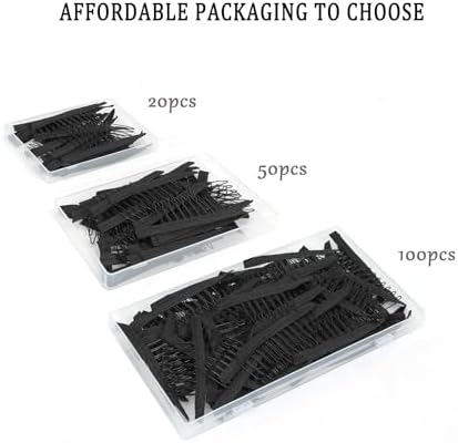 100 Pieces Wig Combs, 7-teeth Wig Clips to Secure Wig, Wig Accessories Tools For Making Wig Caps, Black (100 Pcs) - Image 4