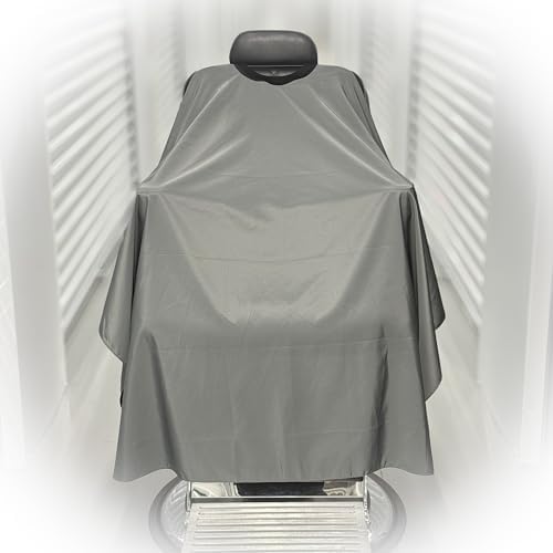 TRU BARBER Barber cape, 100% Polyester, light weight cape and Waterproof, Salon and Barbershop work GREY - Image 3