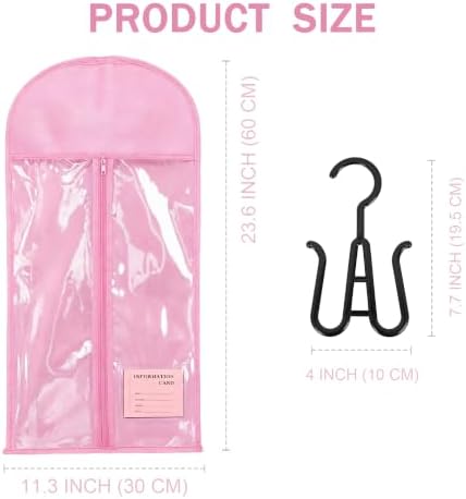 builson 6PCS Anti-Static Wig Storage & Care,wig stand hair extension holder wig bags storage with hanger Dust-Proof wig organizer for multiple wigs travel case & Accessories (pink, 6PCS(23.5inch)) - Image 3