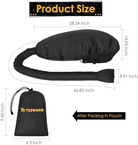 TEPENAR Hair Dryer Bonnet Attachment: Upgraded Extra Large Hooded Dryer Adjustable Hair Dryer Caps - Easy to Use for Natural Curly Textured Hair Care Styling Fast Drying - Black - Image 3