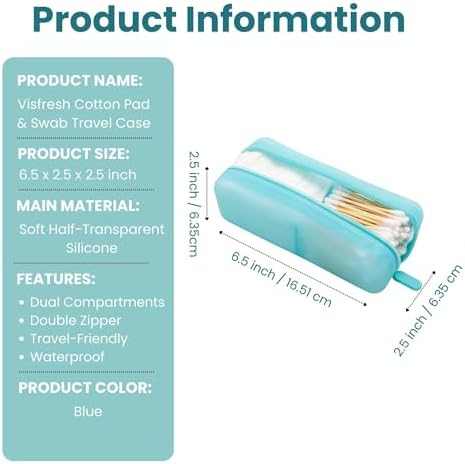 Cotton Pad Swab Travel Case, 2-in-1 Waterproof Organizer, VISFRESH (Blue) - Image 4
