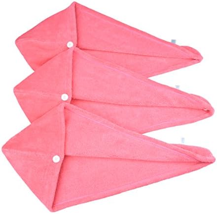HOPESHINE Women's Soft Shower Hair Towel Twist Hair Turban Wrap Drying Cap Great Gift for Women (Rose Red 3-Pack) by HOPESHINE