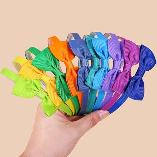 XIMA 20 Pcs Girls Bow Headbands, Grosgrain Ribbon Hairbands with Non-Slip - Image 3