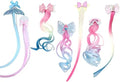 7 Pieces Hair Clips for Girls, Bow Curly Hair Extensions for Kids, Straight Little Girl Hair Clips Accessories for Ponytails Princess Dress-Up by LittleWorld