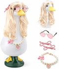 5PCS Porch Goose Outfits Blonde Goose Wig Set for 17 & 23 Inch Goose Statue by ZYIDBNG