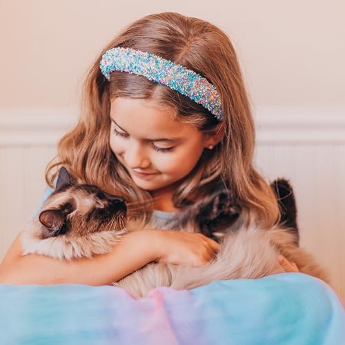 FROG SAC Headband for Girls, Candy Sprinkles Padded Headbands for Kids, Wide Puffy Hair Bands for Toddlers, Little Girl Confetti Hair Accessories, Thick Colorful Aqua Blue Child Hair Band - Image 7