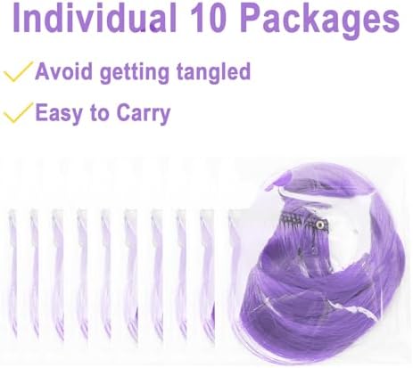 Purple Hair Extensions Clip-in 10 Pcs, Curly Wavy Hairpieces for Women Gift - Image 5