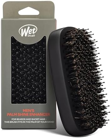 Wet Brush Shine Enhancer Hair Brush with IntelliFlex Bristles, Short Hair & Palm Beard Detangler for Men, Detangling Boar Bristles, Soft & Shiny Strands, For Easy Styling, Black by WetBrush