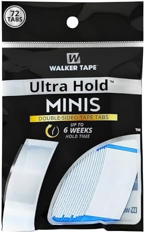 Walker Tape Ultra Hold Mini Tabs, Double Sided Wig Tape Tabs for Lace Systems and Tape in Hair Extensions Human Hair, Strong Long Lasting Hairpiece Tape for Replacement and Secure Bonding, 72 Pieces by WalkerTape