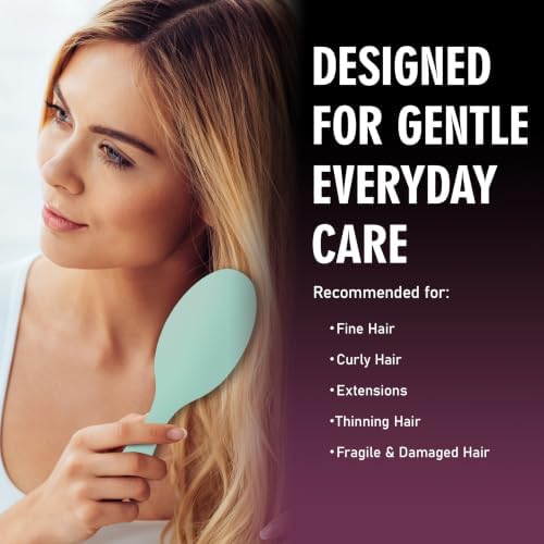 EAGLE FORTRESS Boar Bristle Hair Brush for Fine Hair & Extensions,Turquoise - Image 2
