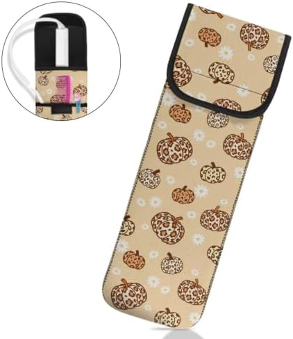 Flashideas Cute Thanksgiving Pumpkins Curling Iron Holder Heat Resistant Neoprene Curling Iron Cover Bag with Pocket Curling Iron Organizers and Storage for Hair Straightener, Curling Iron, Flat Iron - Image 2